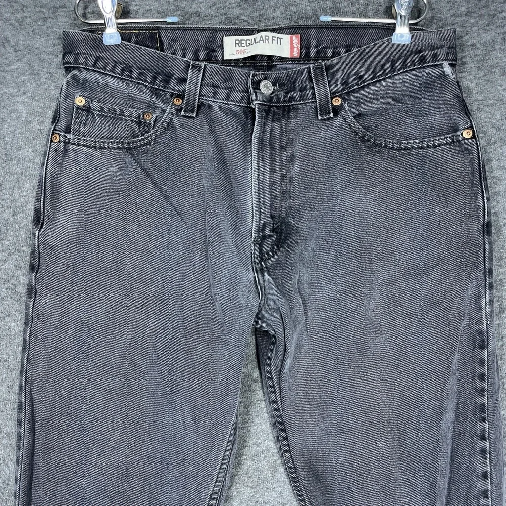Vintage Y2K Levis 505 Jeans Mens 34x34‎ Black Straight Faded distressed